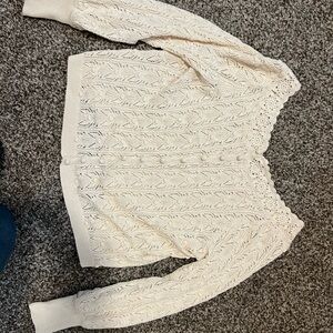 Sezane Cream Lace-Trim Cardigan